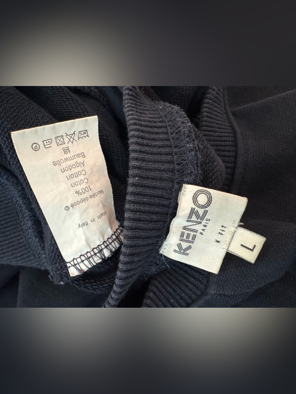 kenzo tanami flower embroidered logo sweatshirt navy blue 100% cotton size Large - Picture 3 of 5